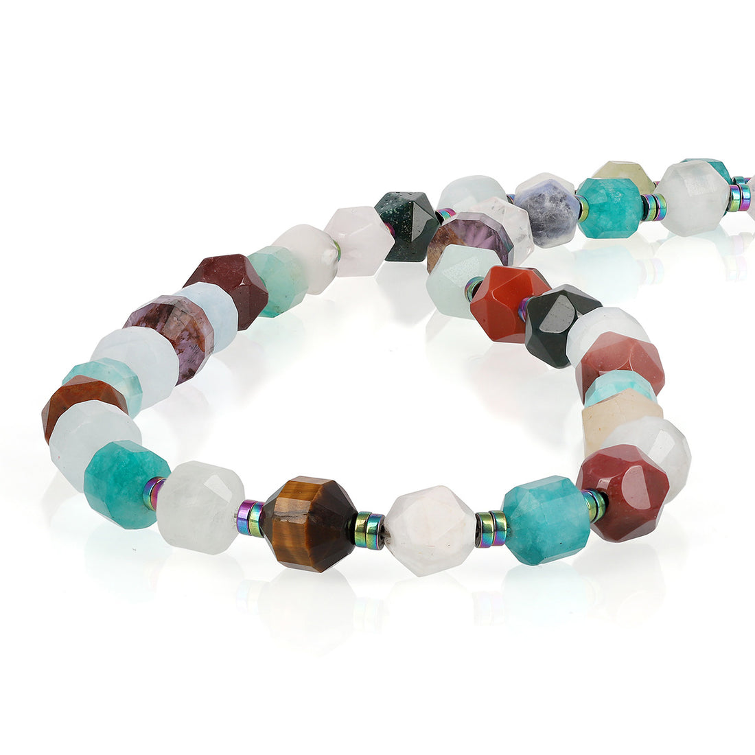 Multi Gemstone Beads Sterling Silver Necklace