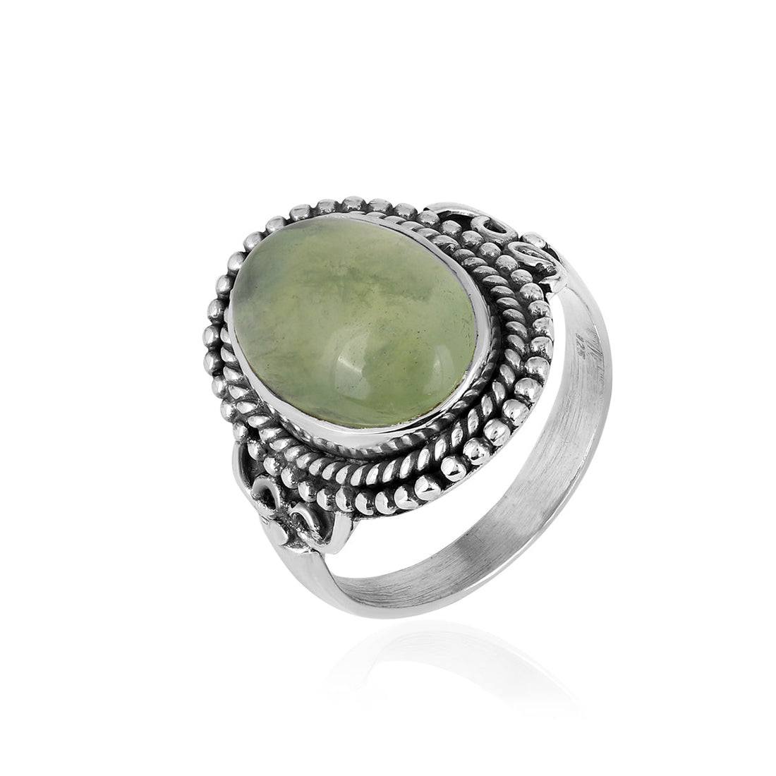 Prehnite Cabochon Handmade Silver Ring