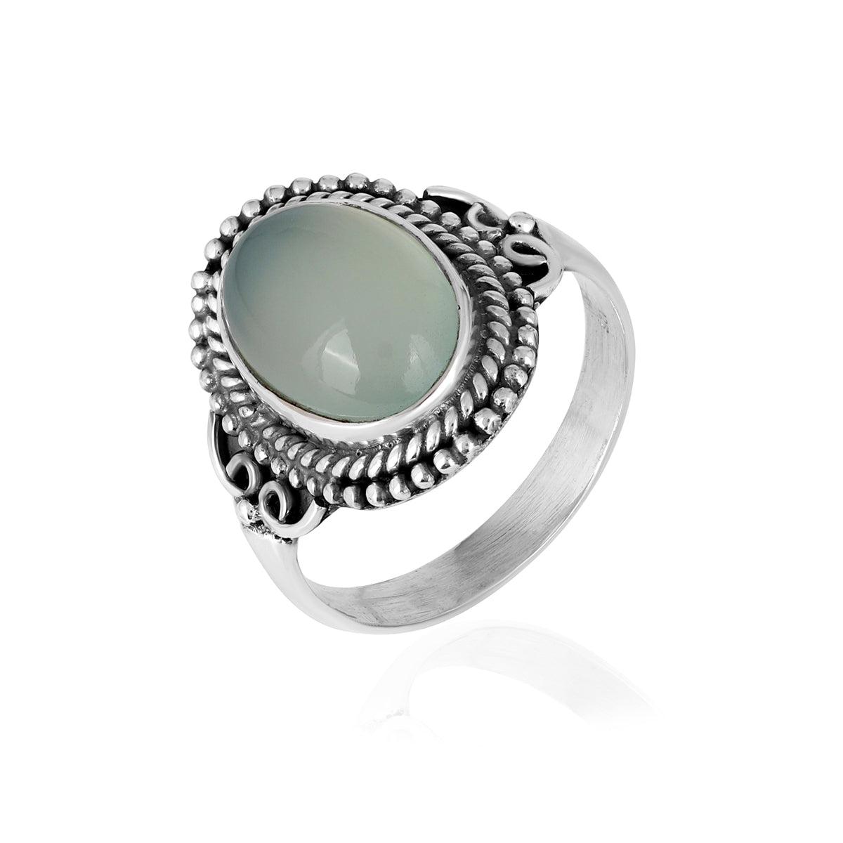 Aqua Chalcedony Cabochon Handmade Silver Ring