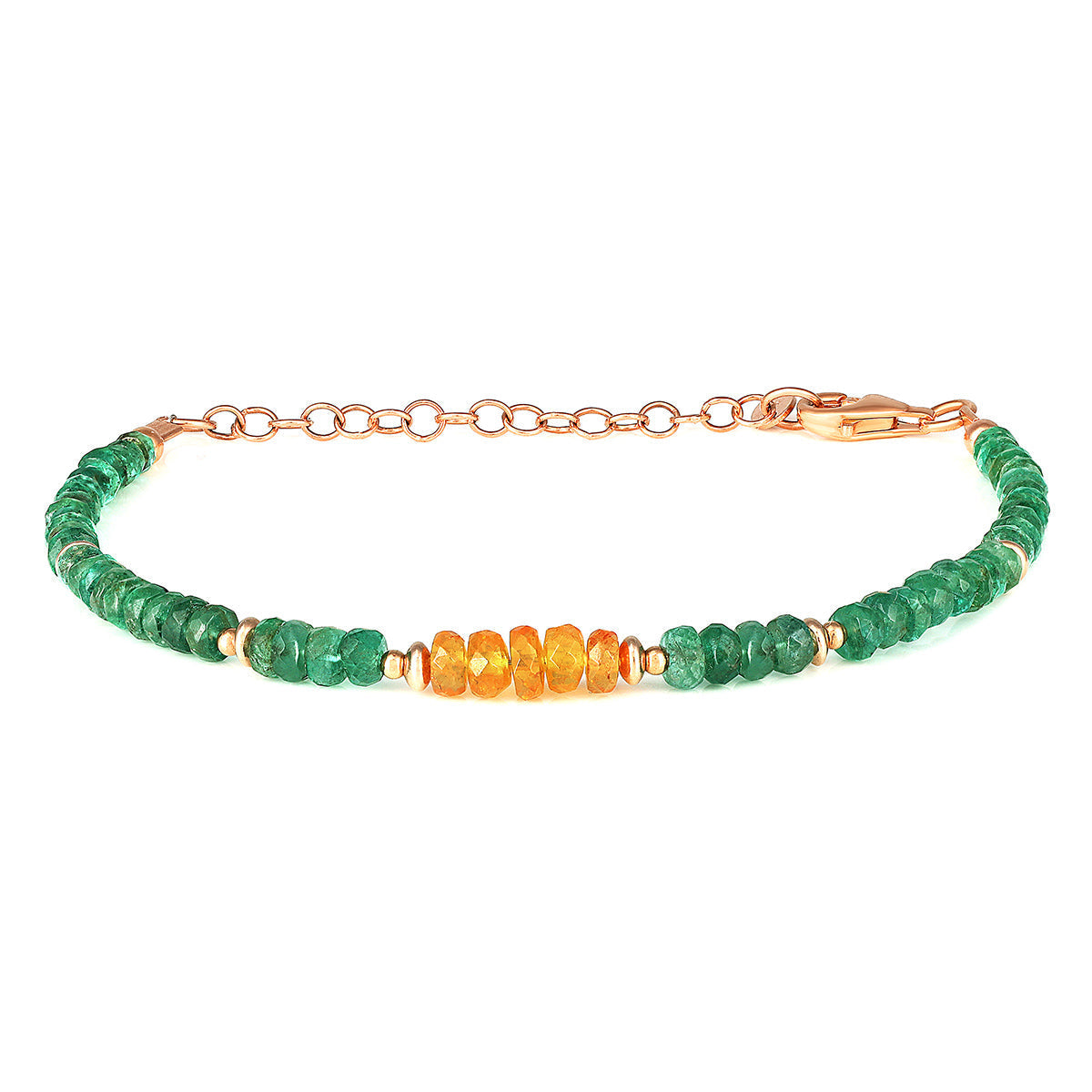 Emerald and Mandarin Garnet Silver Bracelet