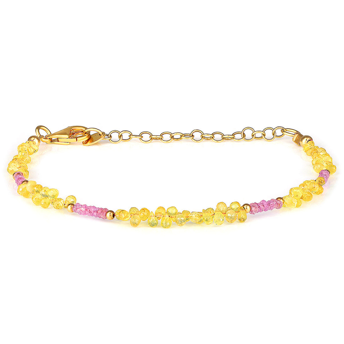 Yellow and Pink Sapphire Silver Bracelet