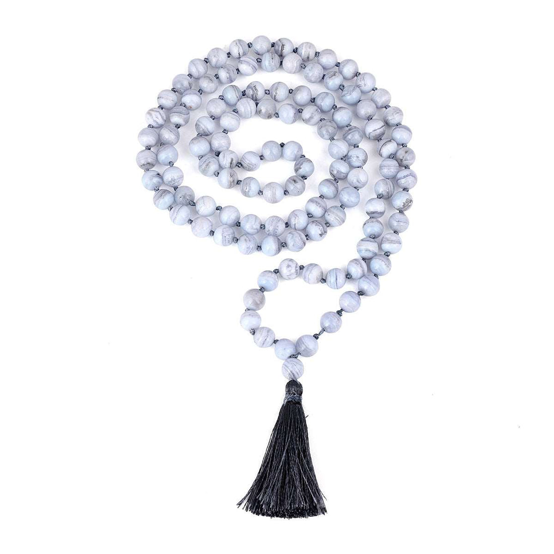 Blue Lace Agate Jap Mala 108 Beads Rosary Necklace
