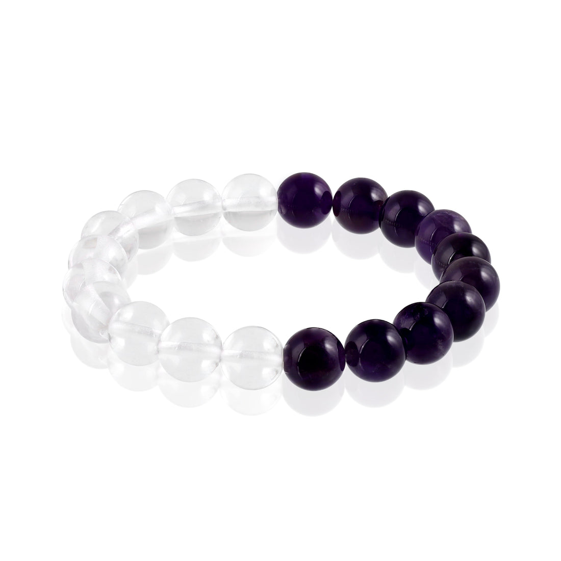 Natural Amethyst and Crystal Quartz Gemstone Beads Bracelet
