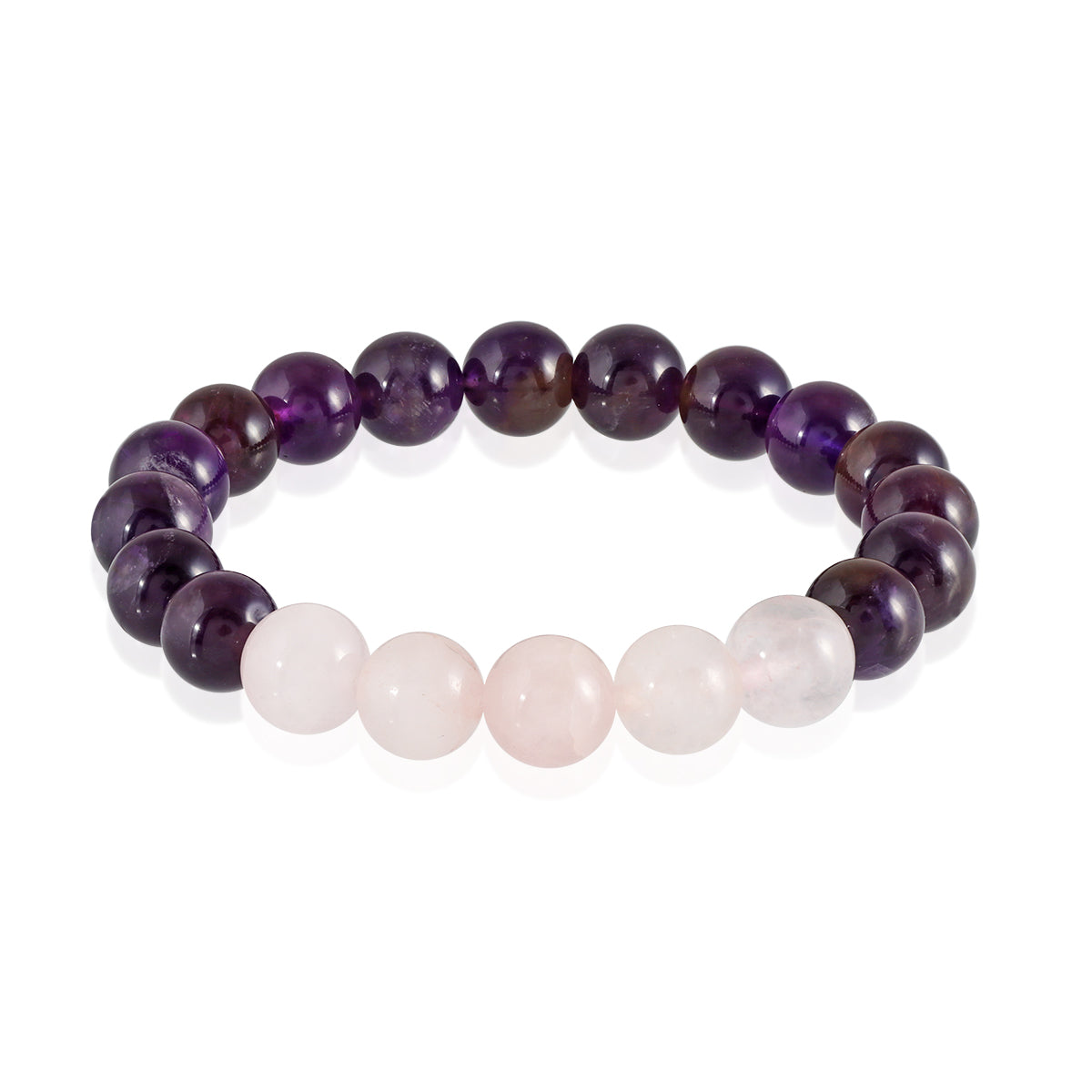 Amethyst and Rose Quartz Gemstone Beads in Bracelet