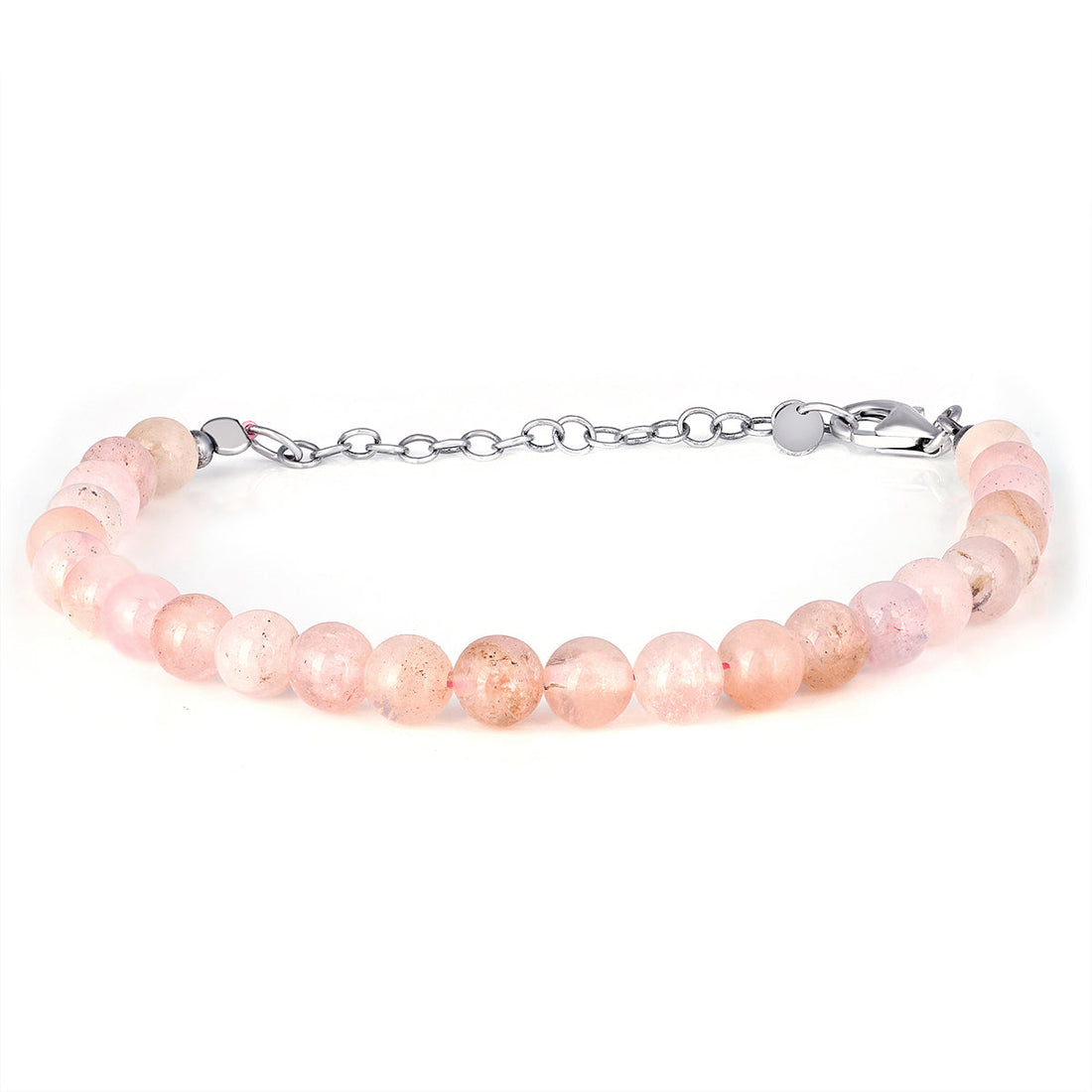 Morganite Beads Silver Bracelet