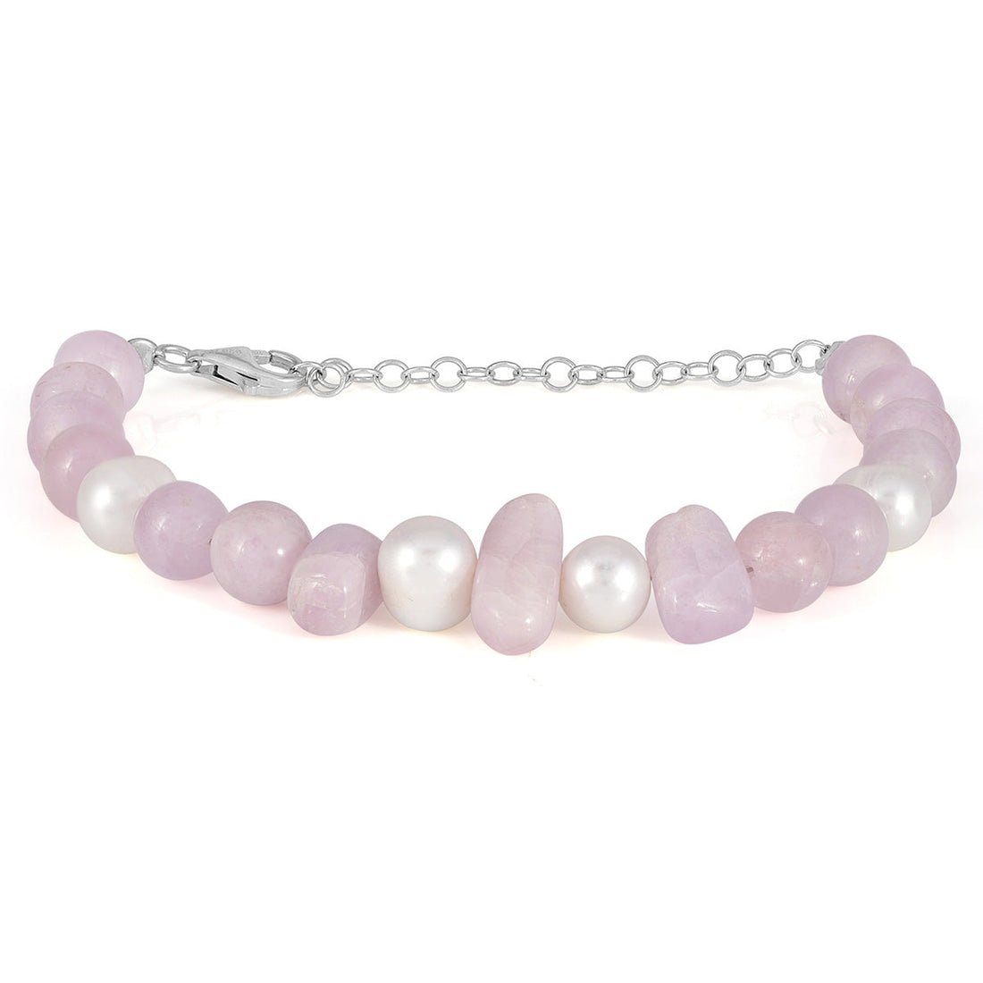 Kunzite and Pearl Silver Bracelet