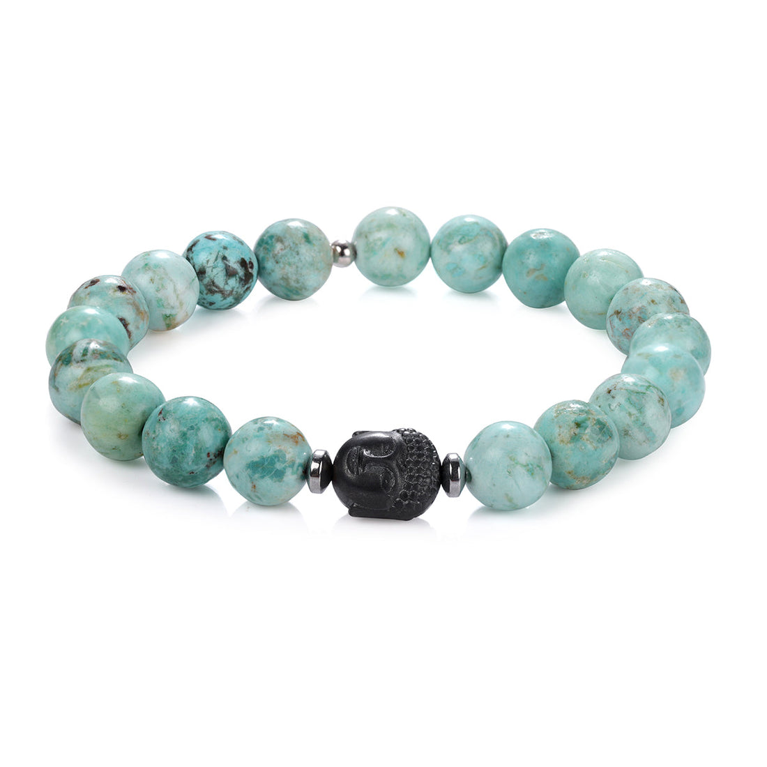 Turquoise and Hematite Buddha Stretch Bracelet