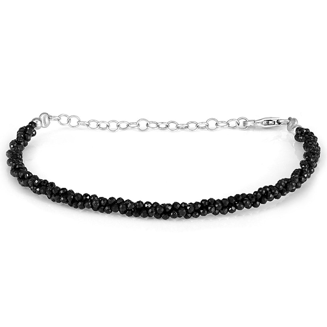 Black Spinel Twisted Rope Silver Bracelet