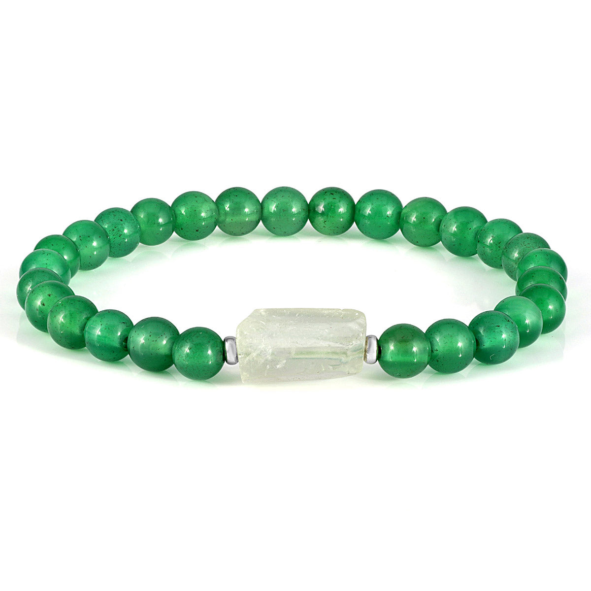 Green Onyx and Amethyst Stretch Bracelet