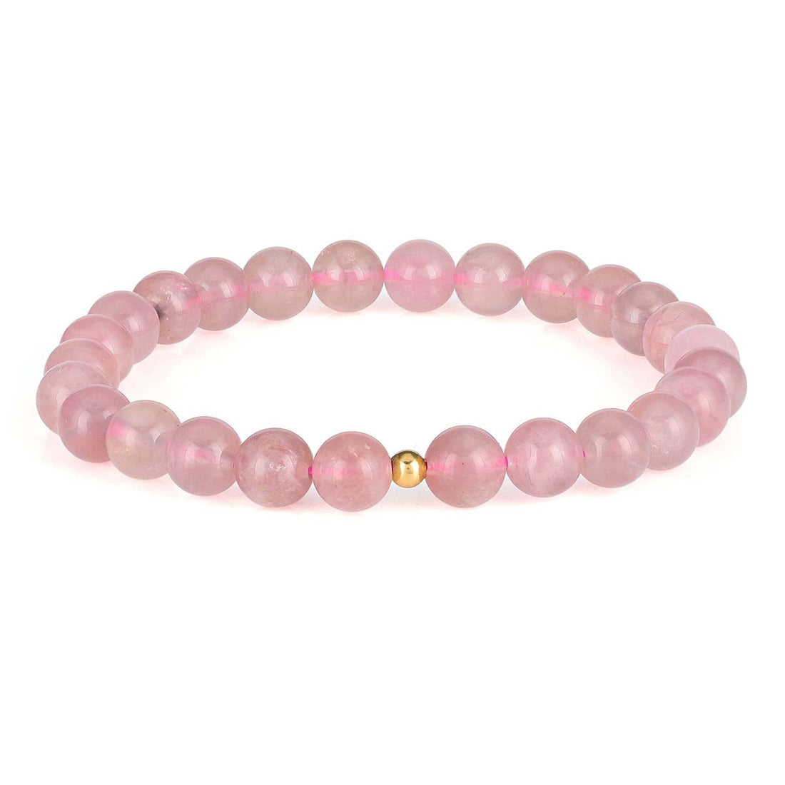 Sterling Silver Rose Quartz Beads Stretch Bracelet