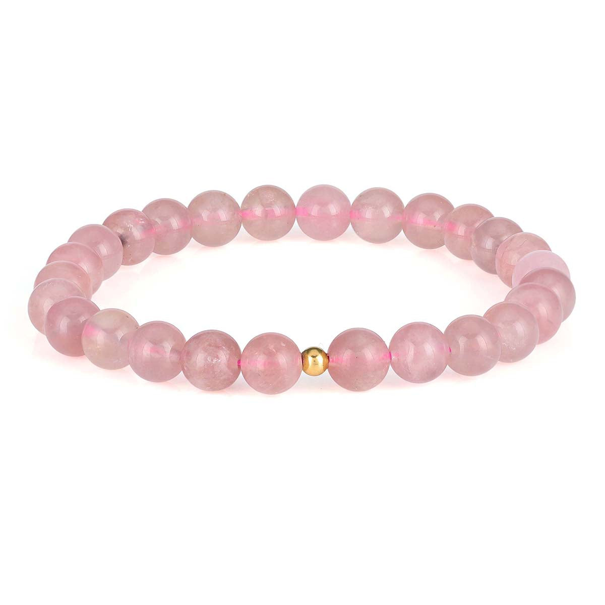 Sterling Silver Rose Quartz Beads Stretch Bracelet