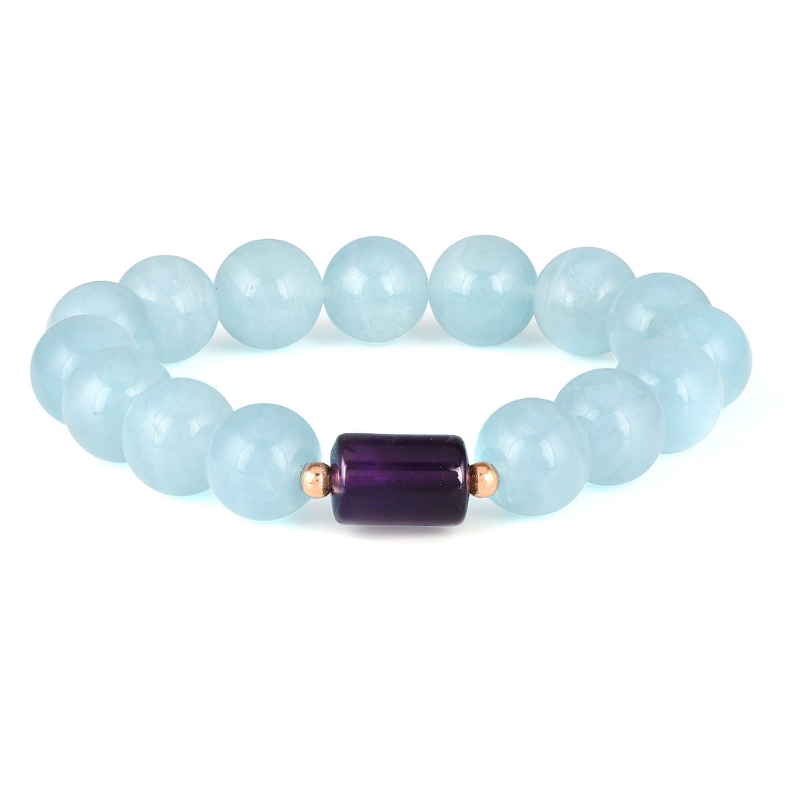 Aquamarine and Amethyst Stretch Bracelet