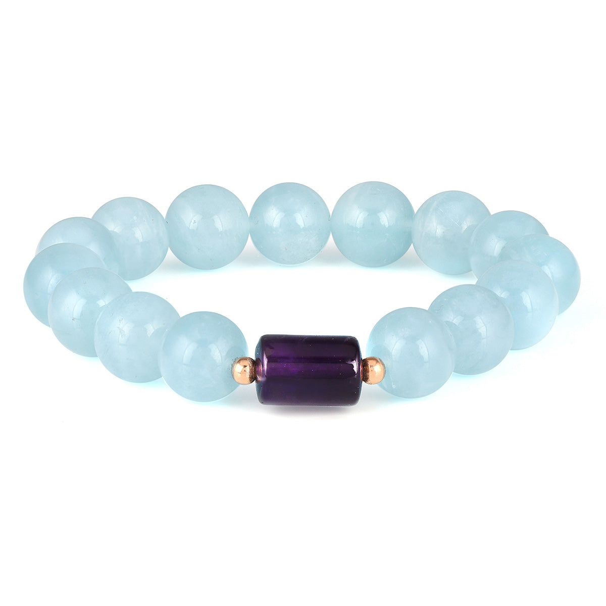 Aquamarine and Amethyst Stretch Bracelet