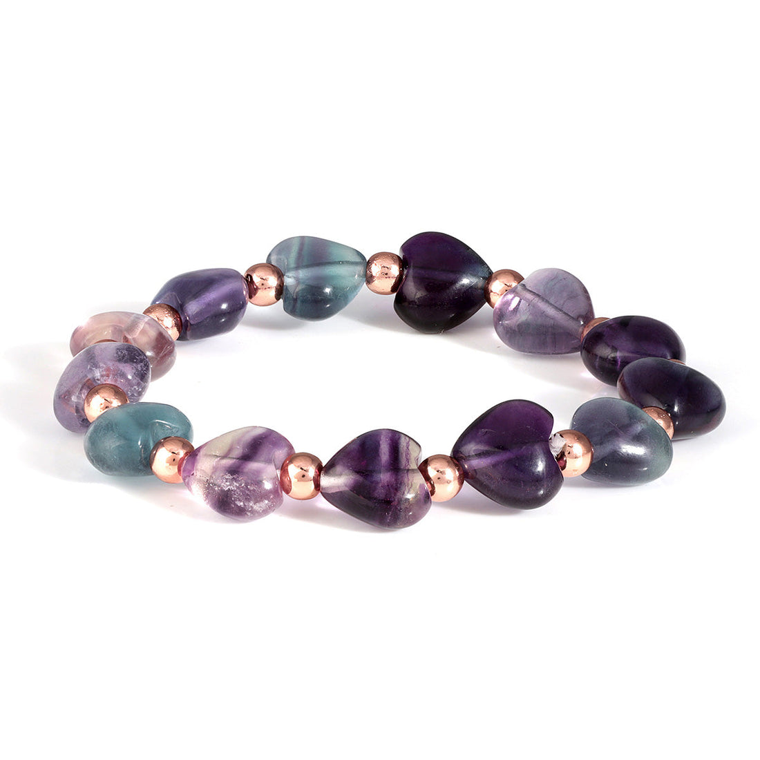 Multi Fluorite and Hematite Stretch Bracelet
