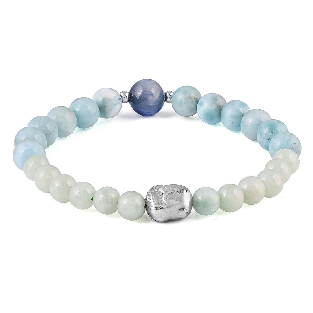 Jade, Larimar and Kyanite Stretch Bracelet