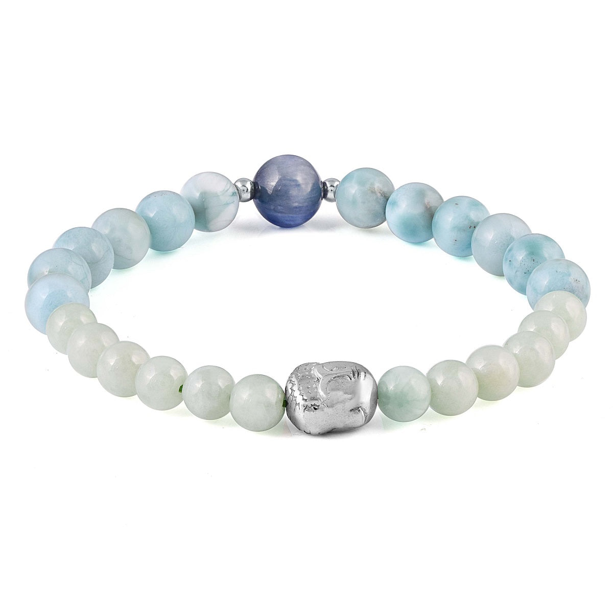 Jade, Larimar and Kyanite Stretch Bracelet