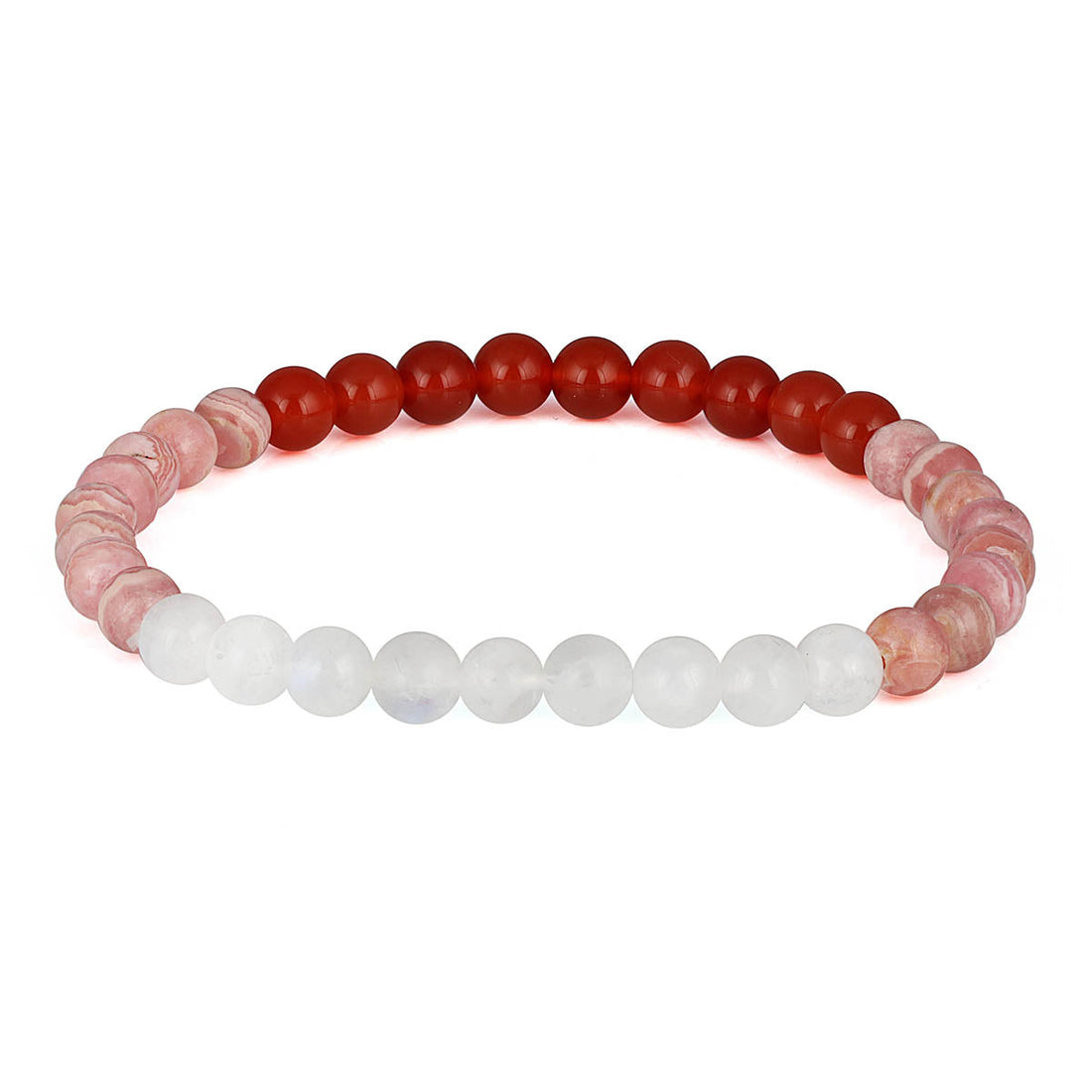 Moonstone, Rhodochrosite and Carnelian Stretch Bracelet