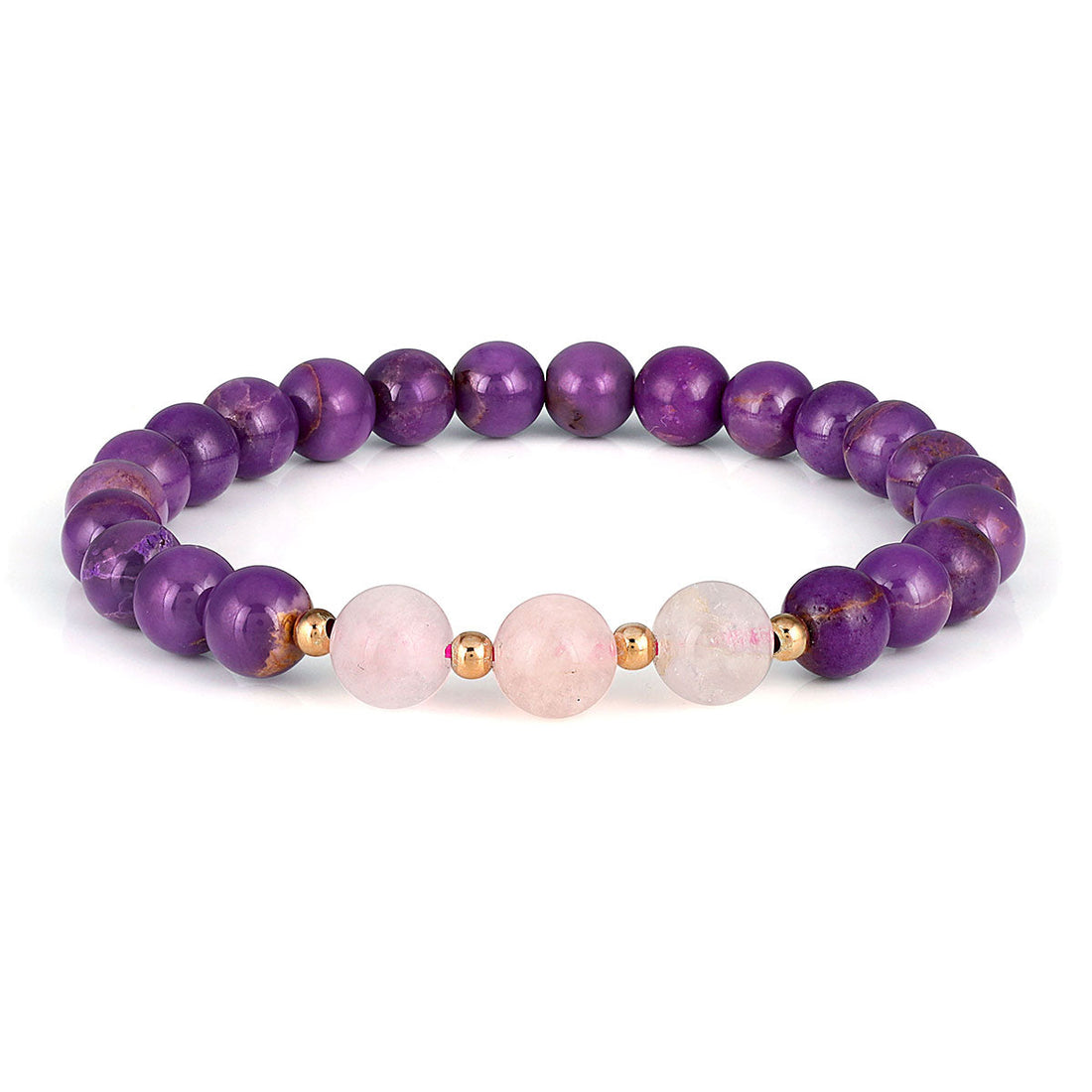 Phosphosiderite and Morganite Stretch Bracelet