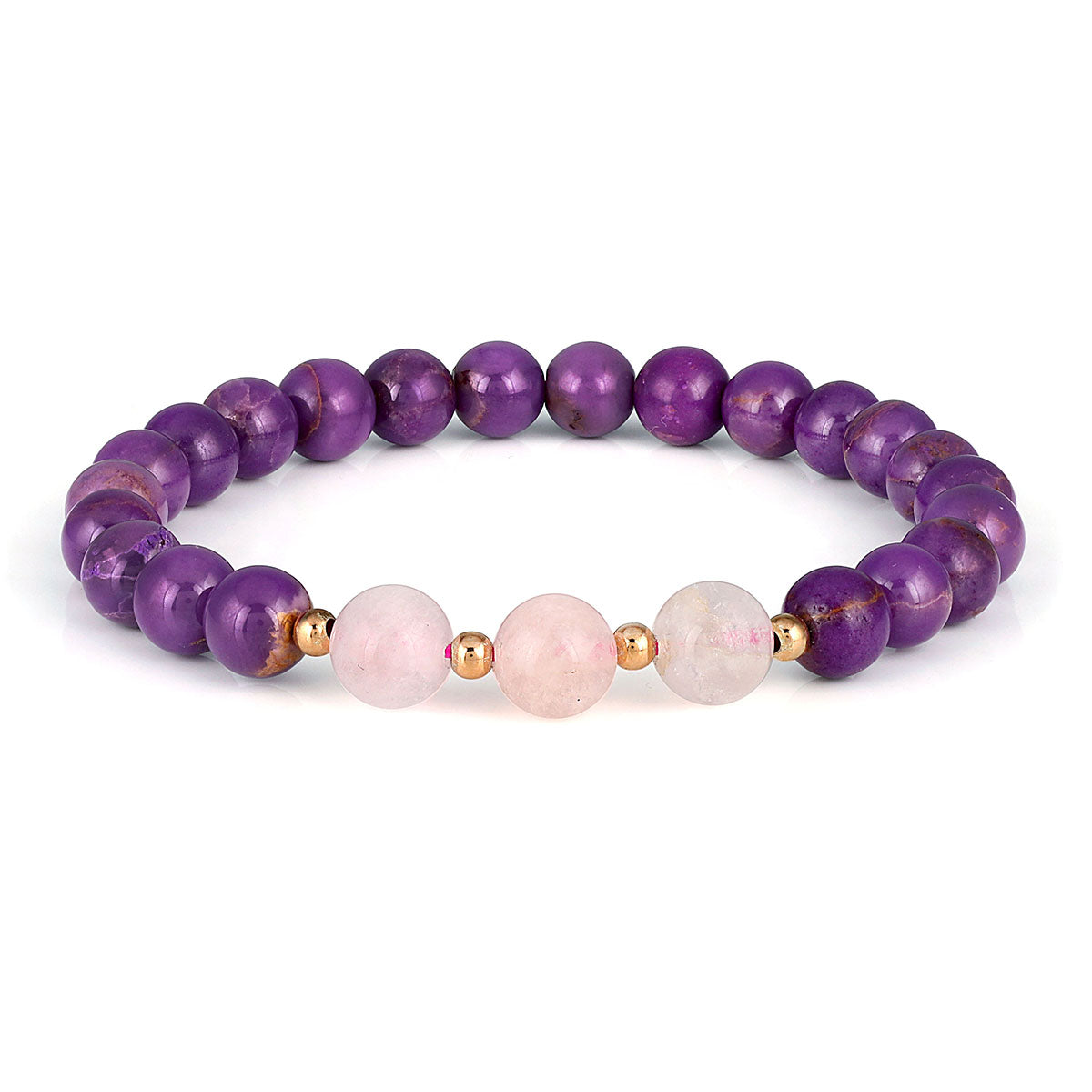 Phosphosiderite and Morganite Stretch Bracelet