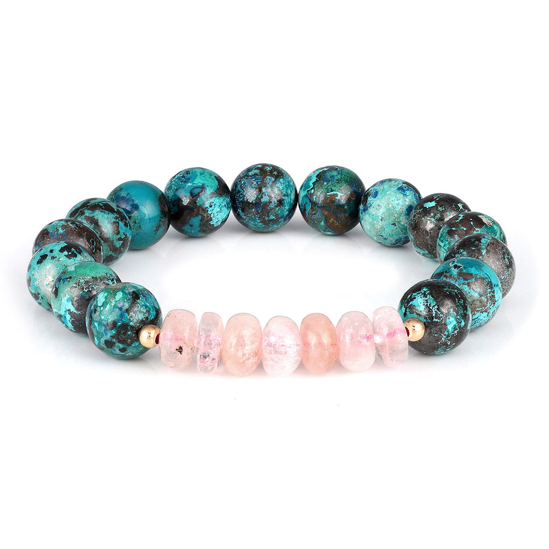 Chrysocolla and Morganite Stretch Bracelet