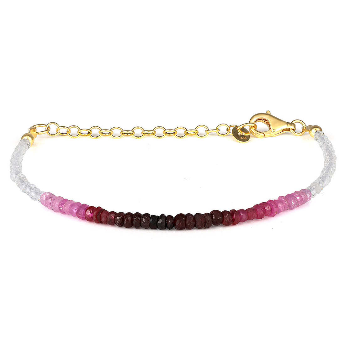 Ruby and White Topaz Silver Bracelet