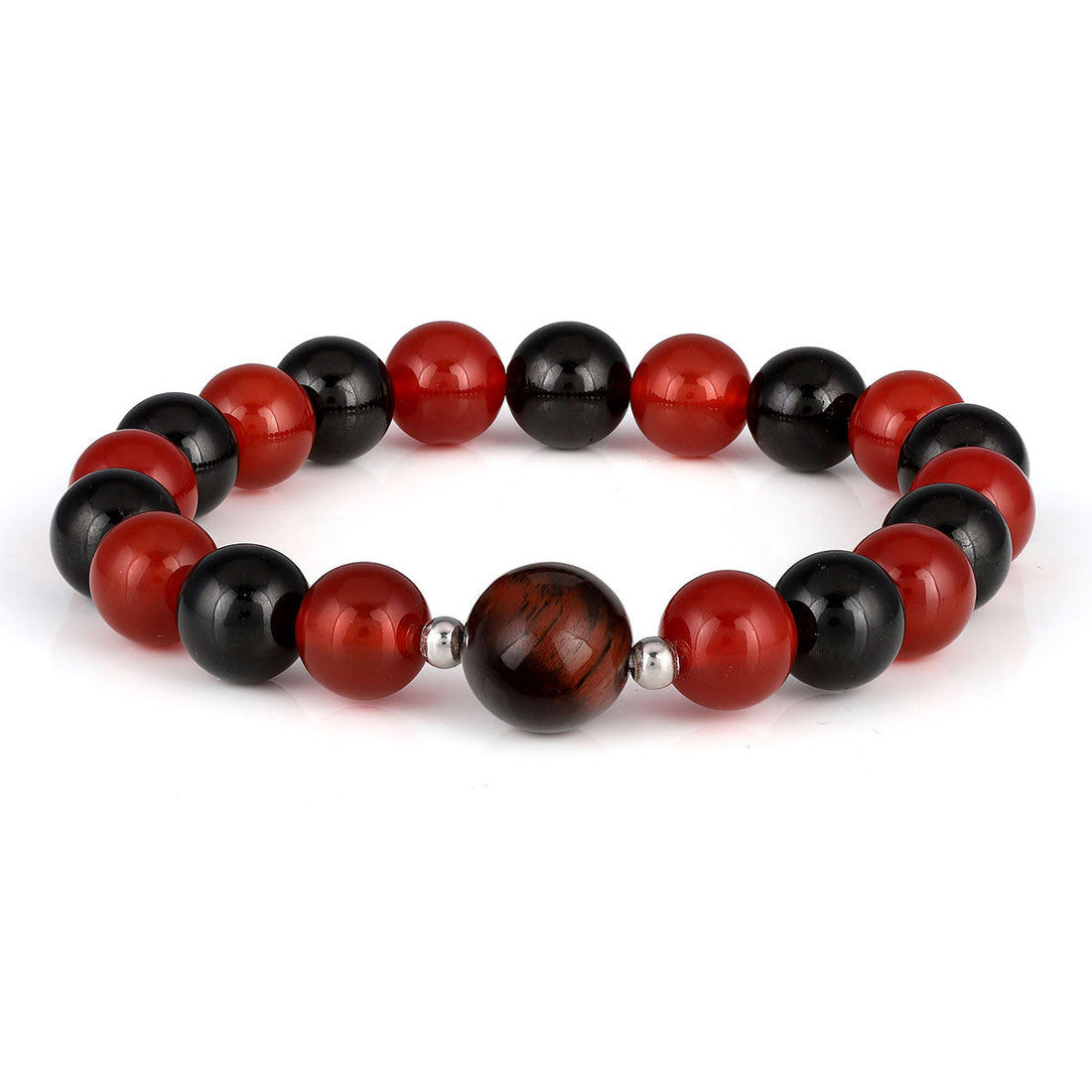 Tiger's Eye, Tourmaline and Onyx Stretch Bracelet