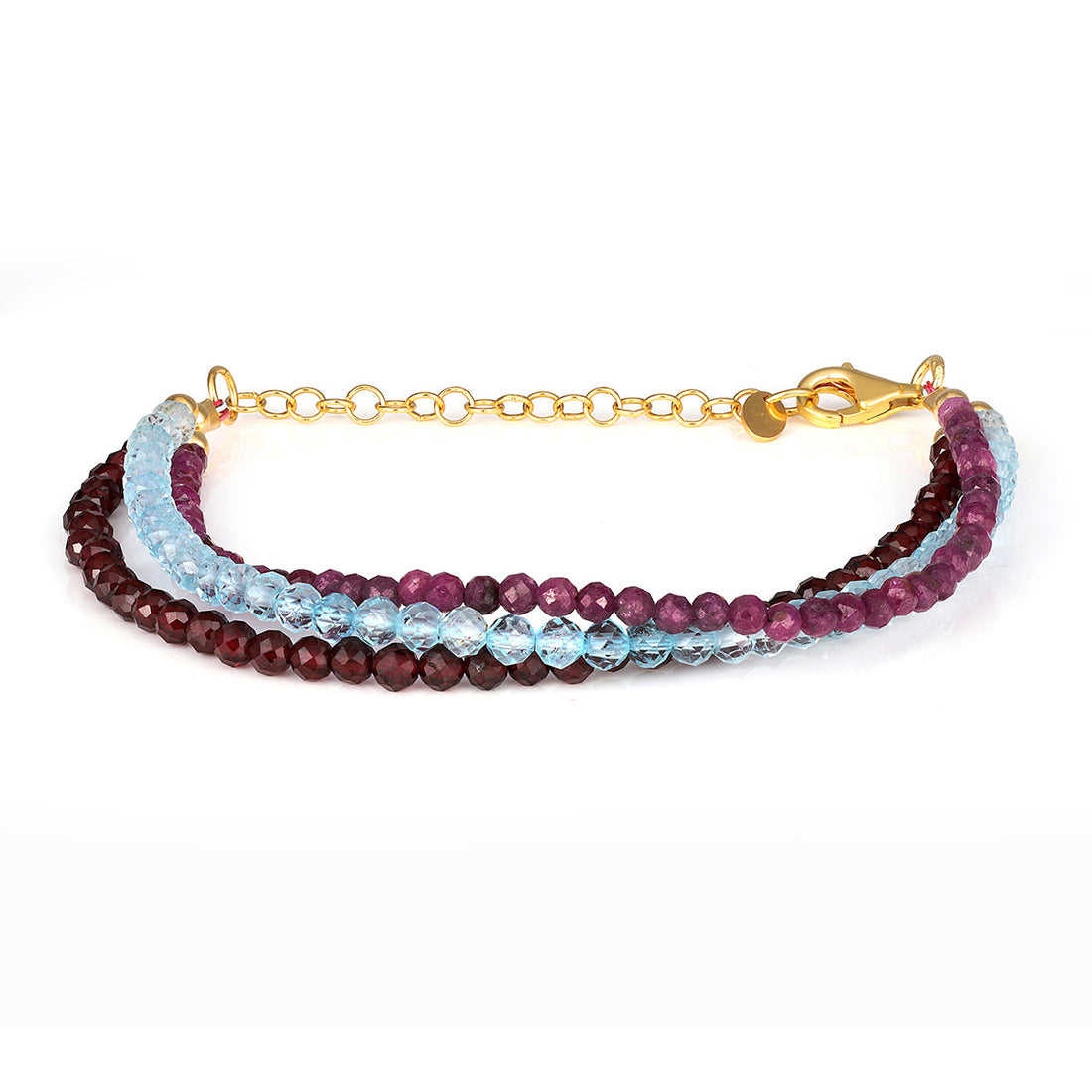 Ruby, Blue Topaz and Garnet Layered Bracelet