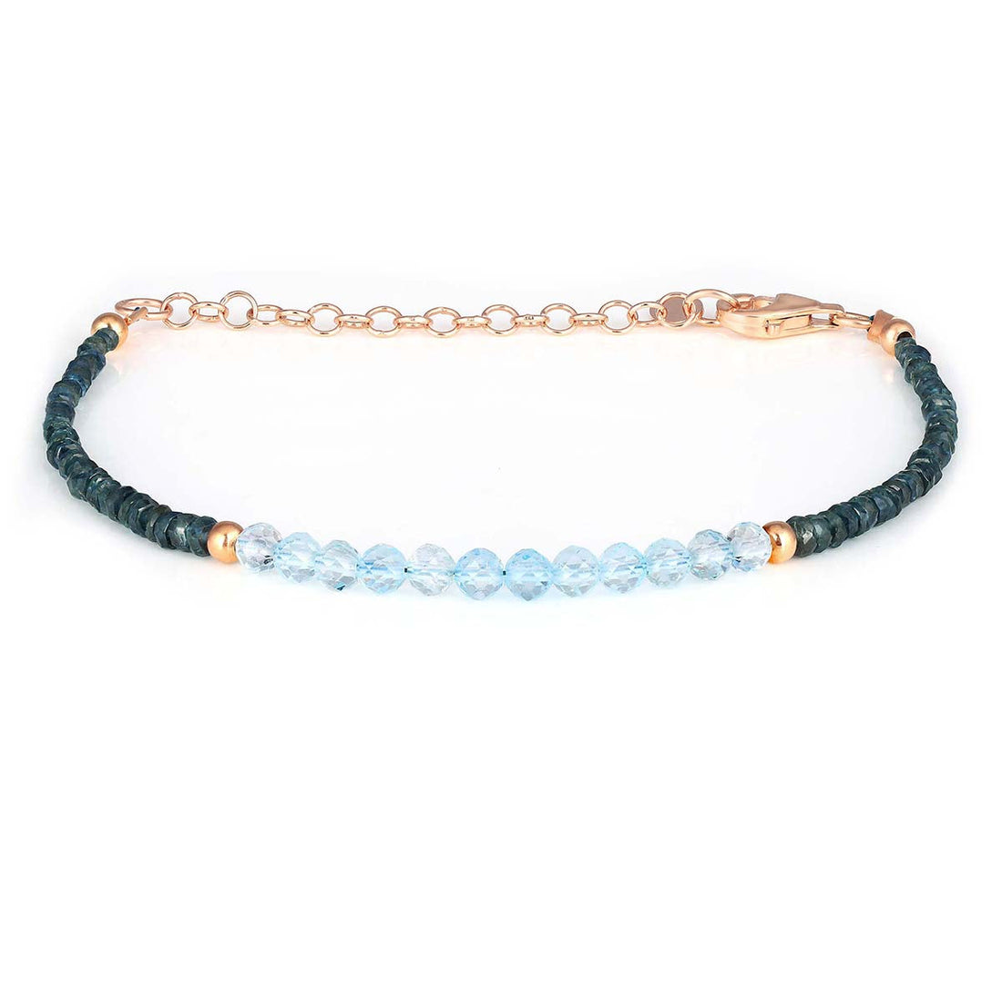 Green Sapphire and Blue Topaz Silver Bracelet