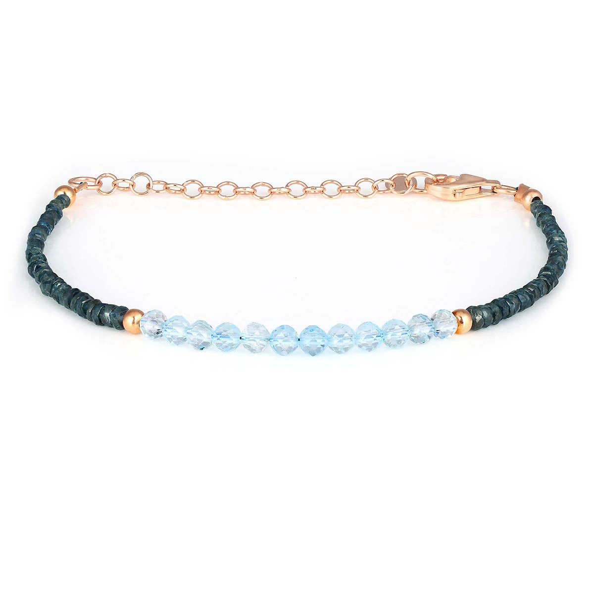 Green Sapphire and Blue Topaz Silver Bracelet