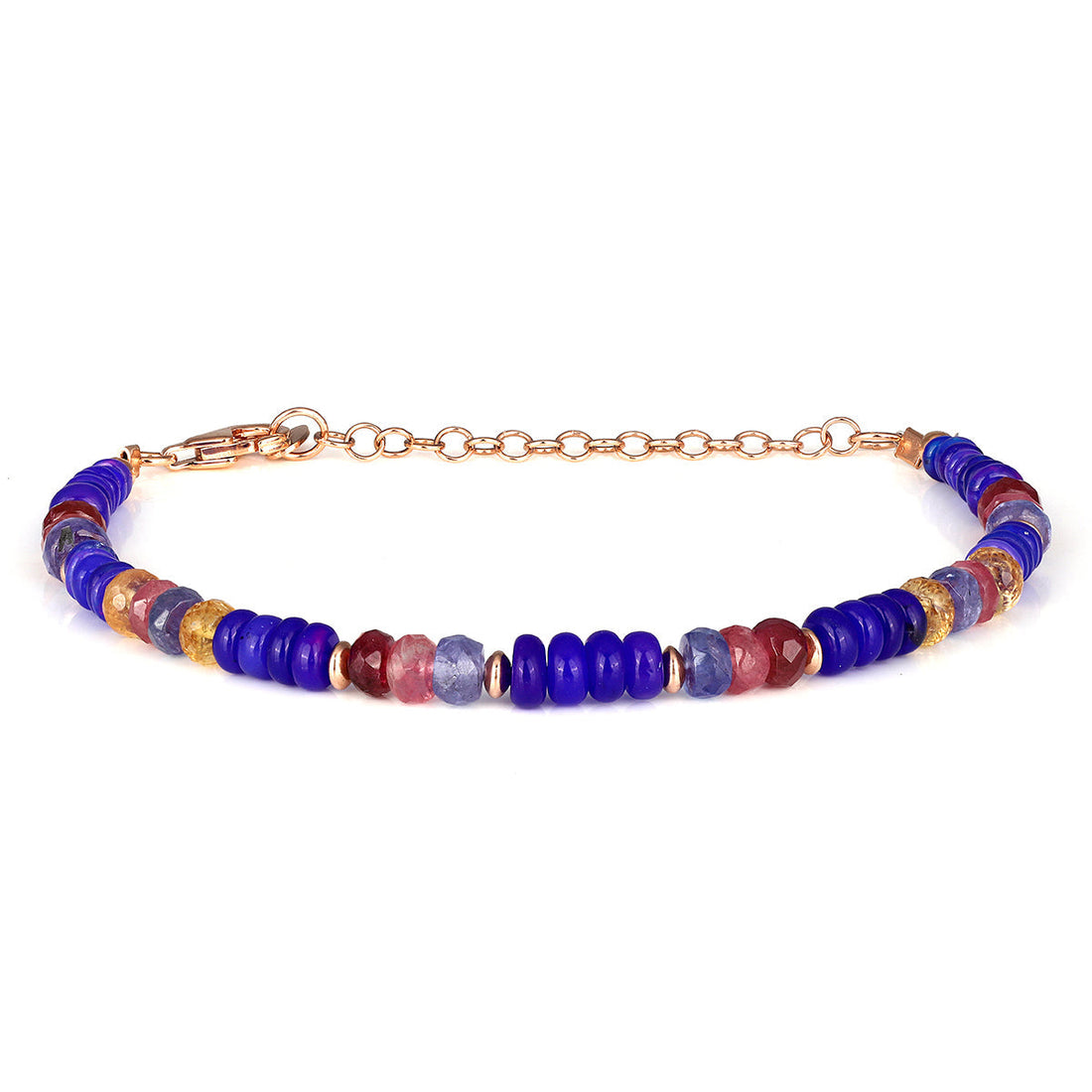 Multi Gemstone Beads Silver Bracelet