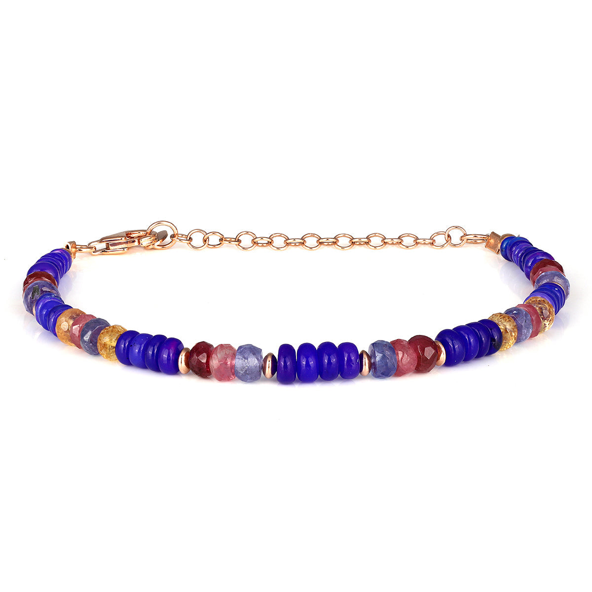Multi Gemstone Beads Silver Bracelet