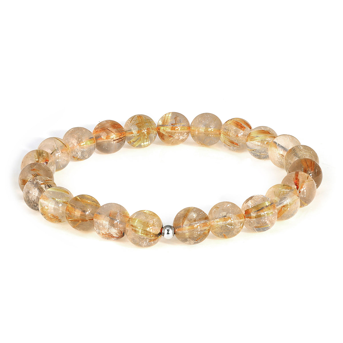 Golden Rutile Beads Stretchable Bracelet