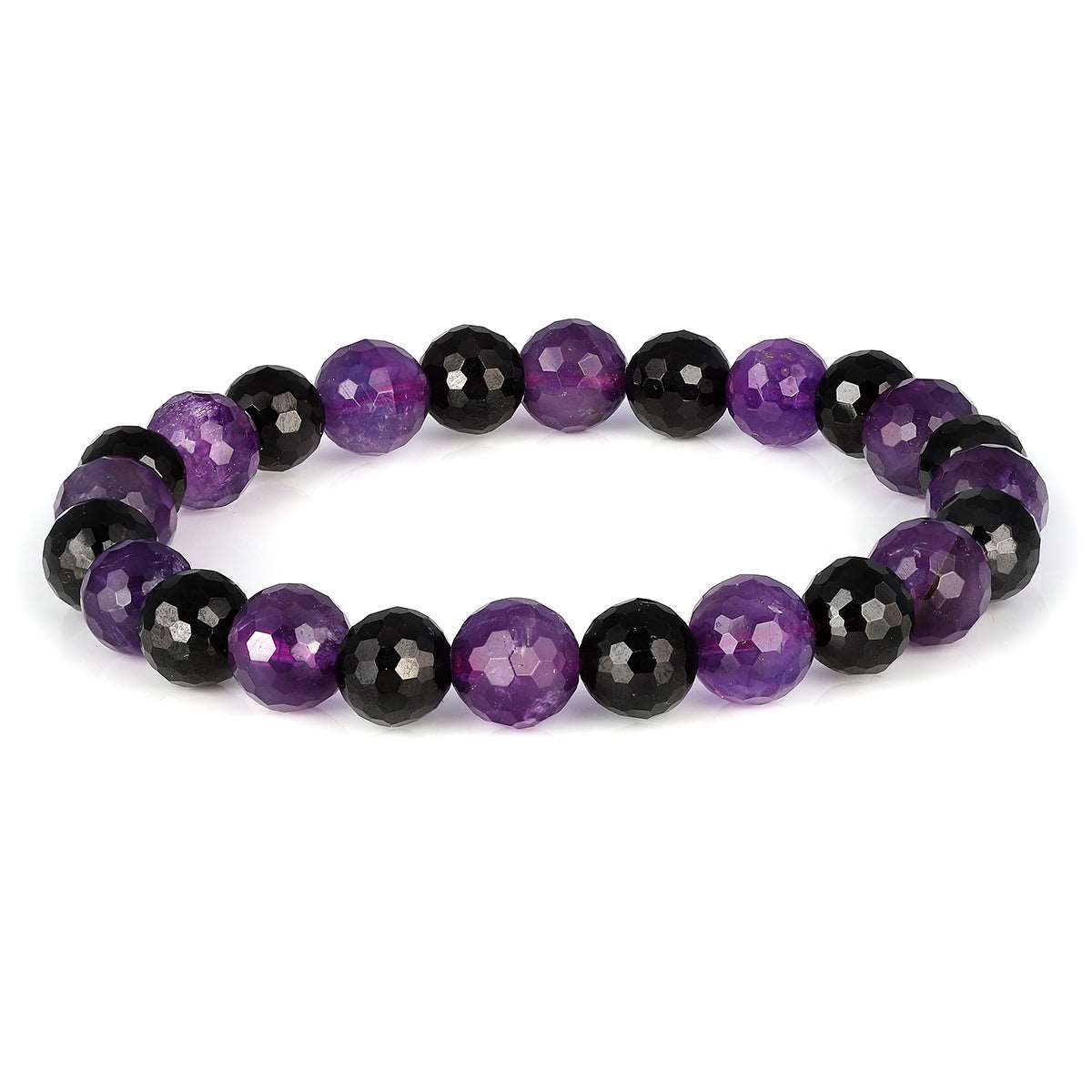Amethyst and Black Spinel Stretch Bracelet