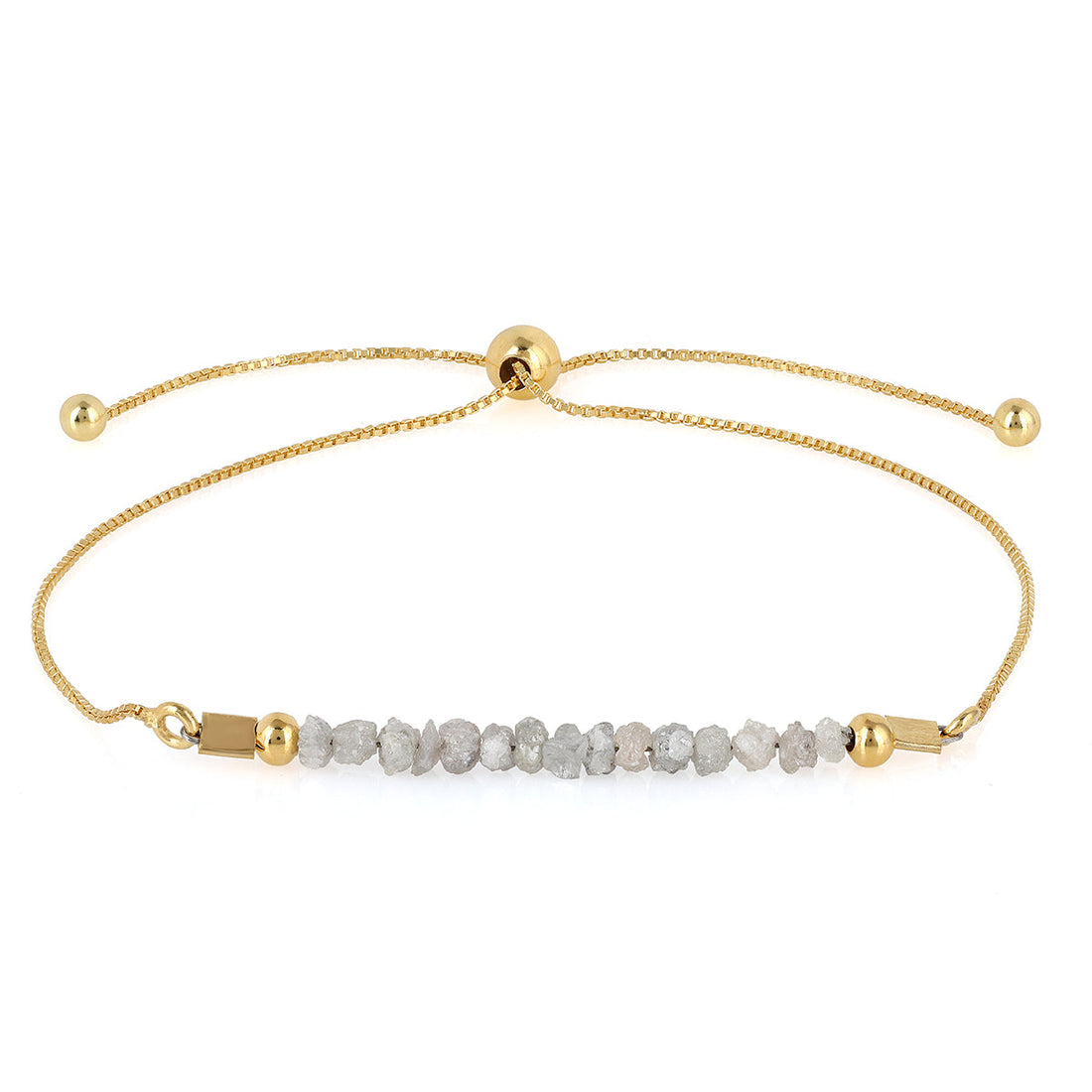 Silver Gray Diamond Bolo Chain Bracelet