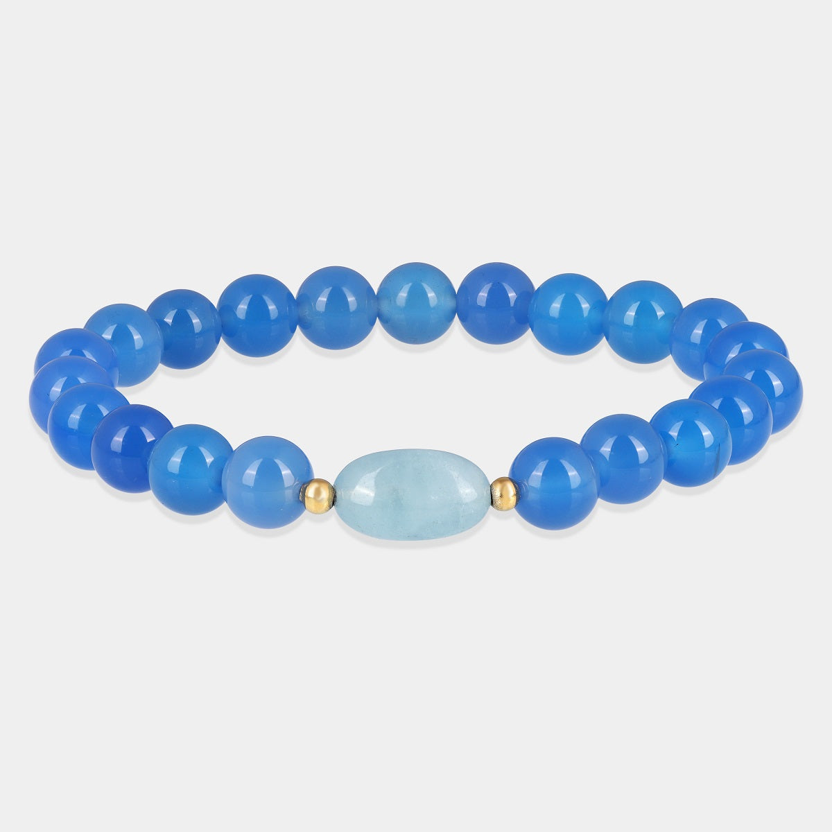 Blue Onyx and Aquamarine Stretch Bracelet