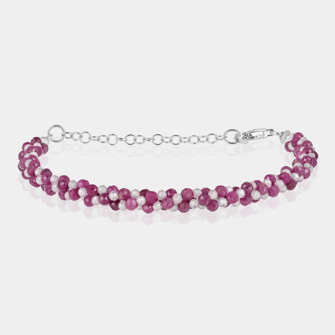 Zircon and Ruby Silver Bracelet