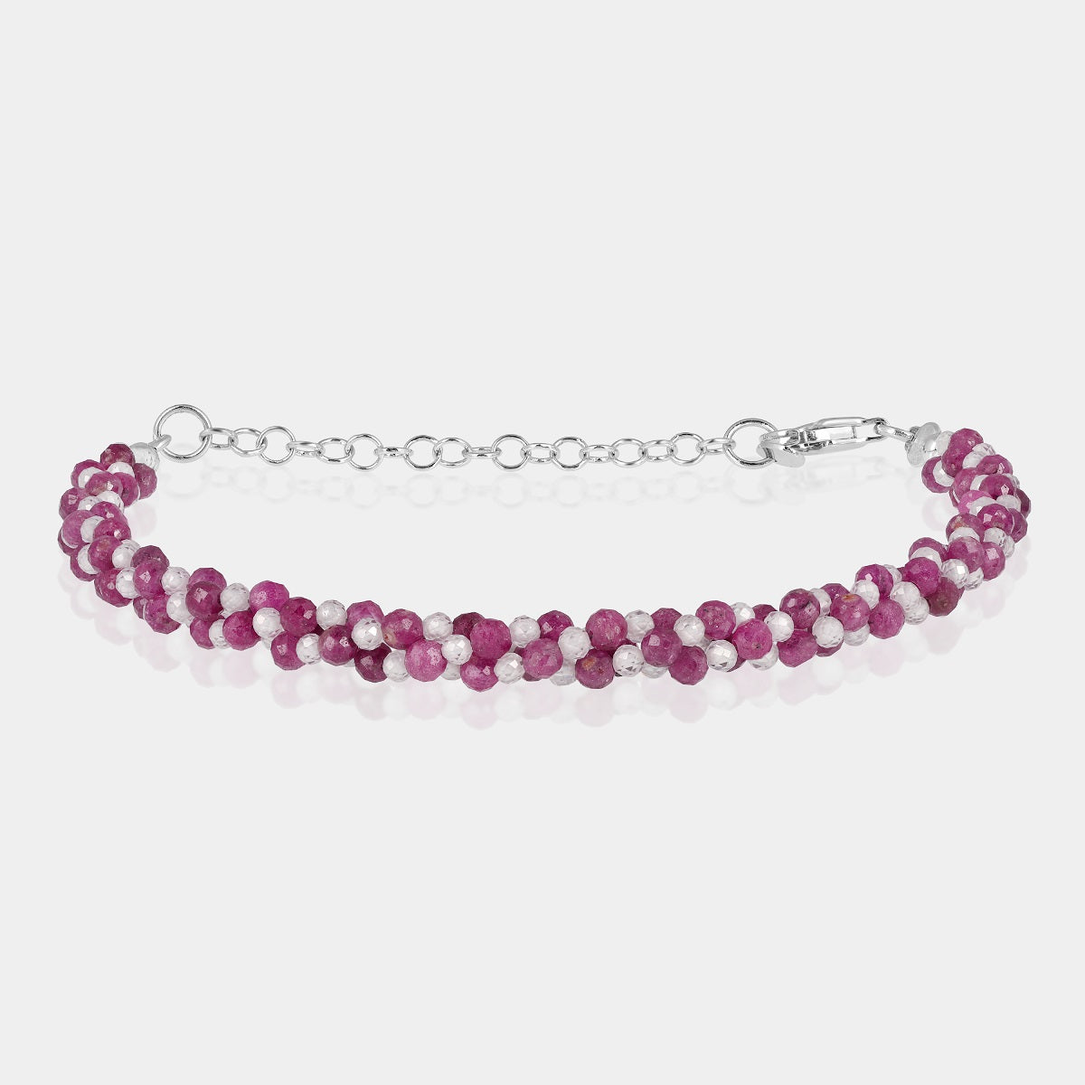 Zircon and Ruby Silver Bracelet