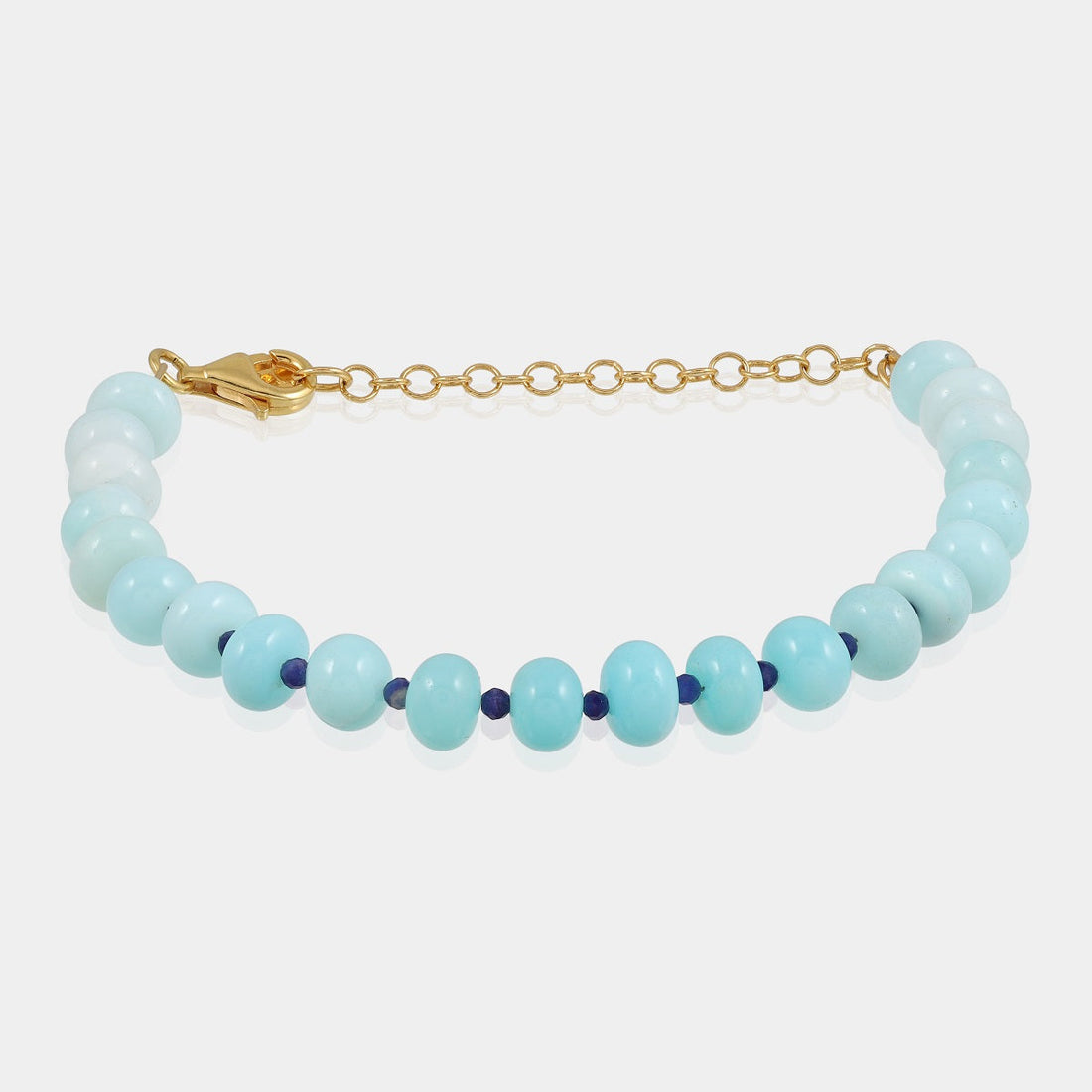 Blue Sodalite Faceted Round Beads on Silver Bracelet