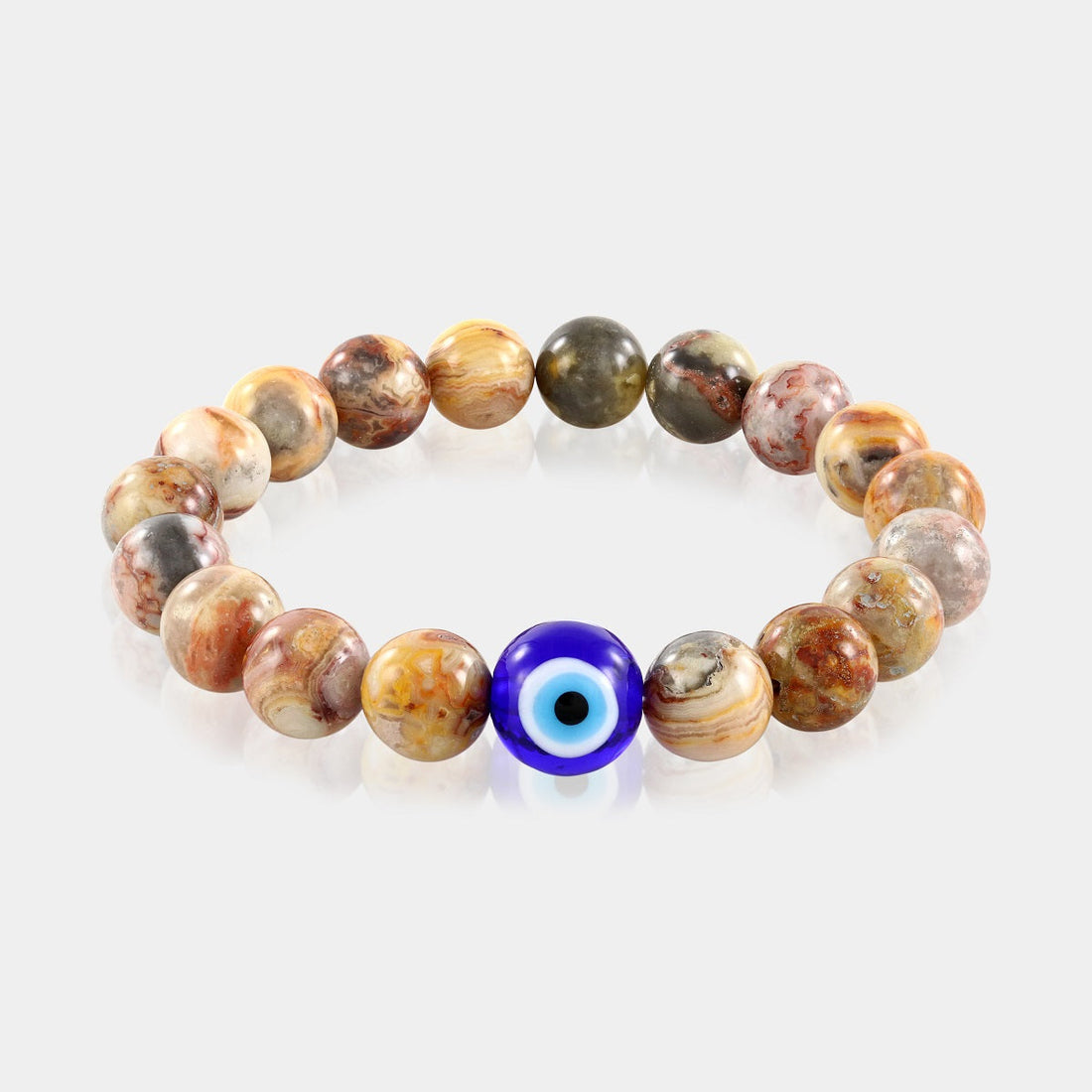 Crazy Lace Agate Friendship Bracelet - Handmade Stretch Design