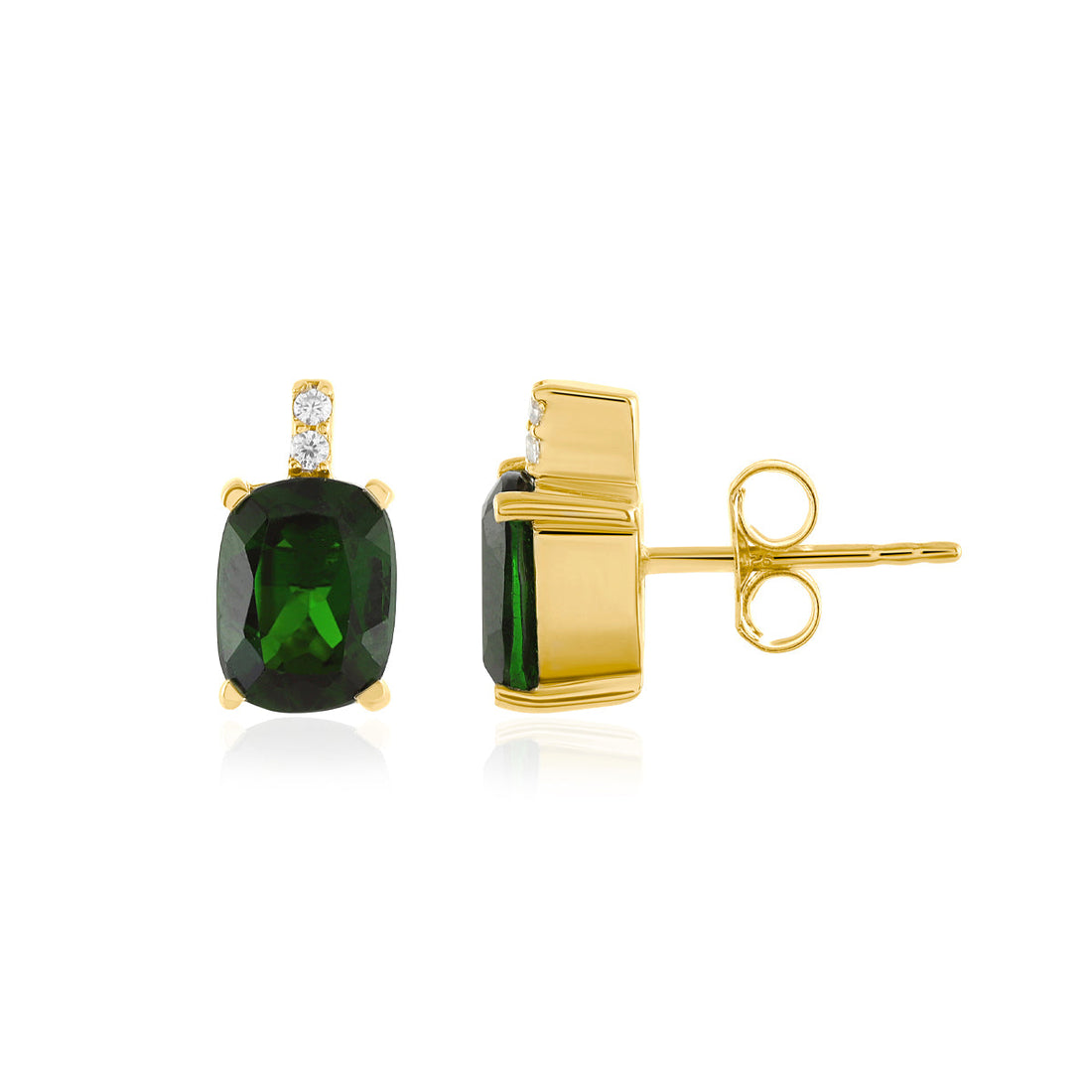 Chrome Diopside and Zircon Silver Stud Earrings