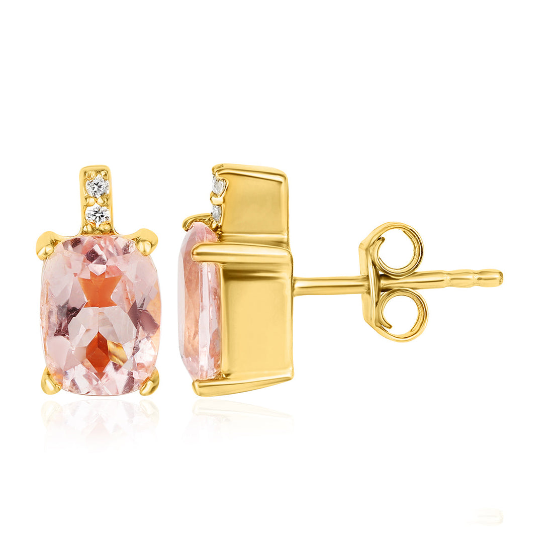 Morganite and Zircon Silver Stud Earrings