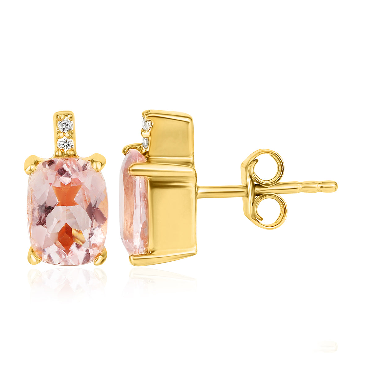 Morganite and Zircon Silver Stud Earrings
