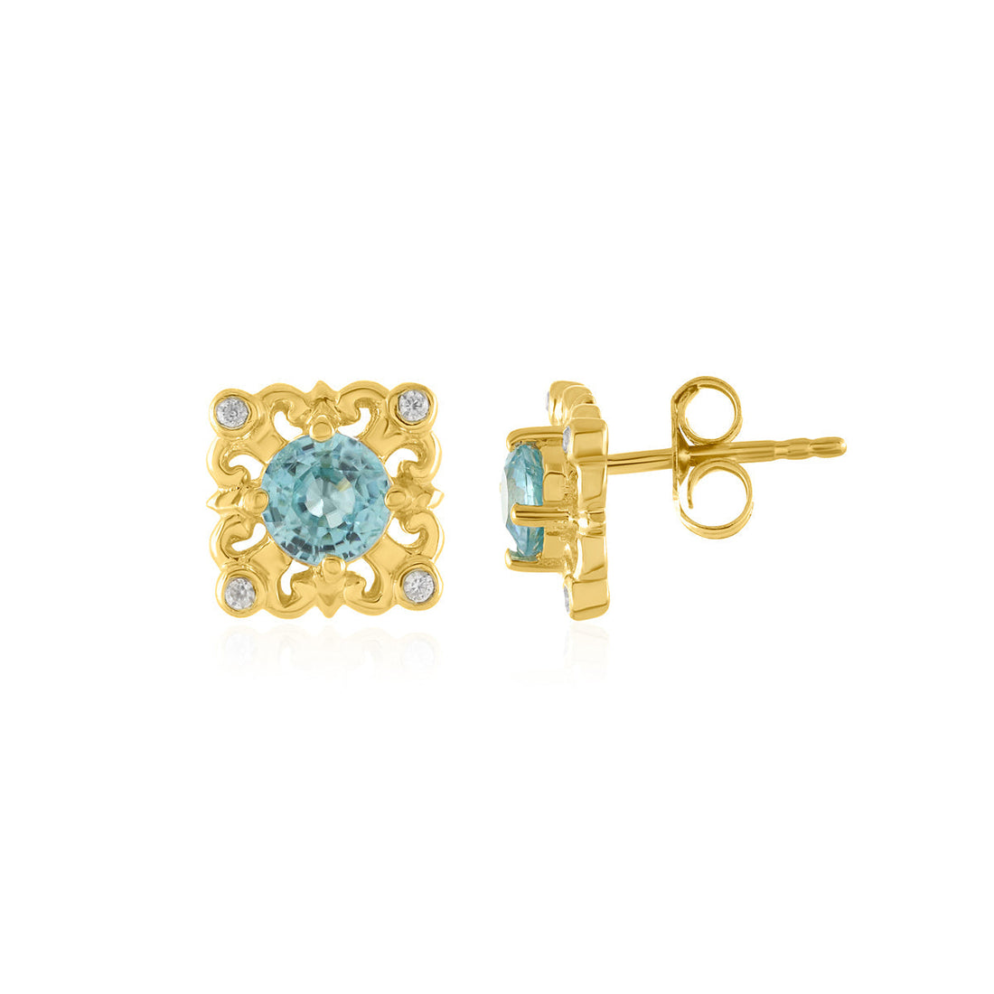 Blue Zircon Silver Stud Earrings
