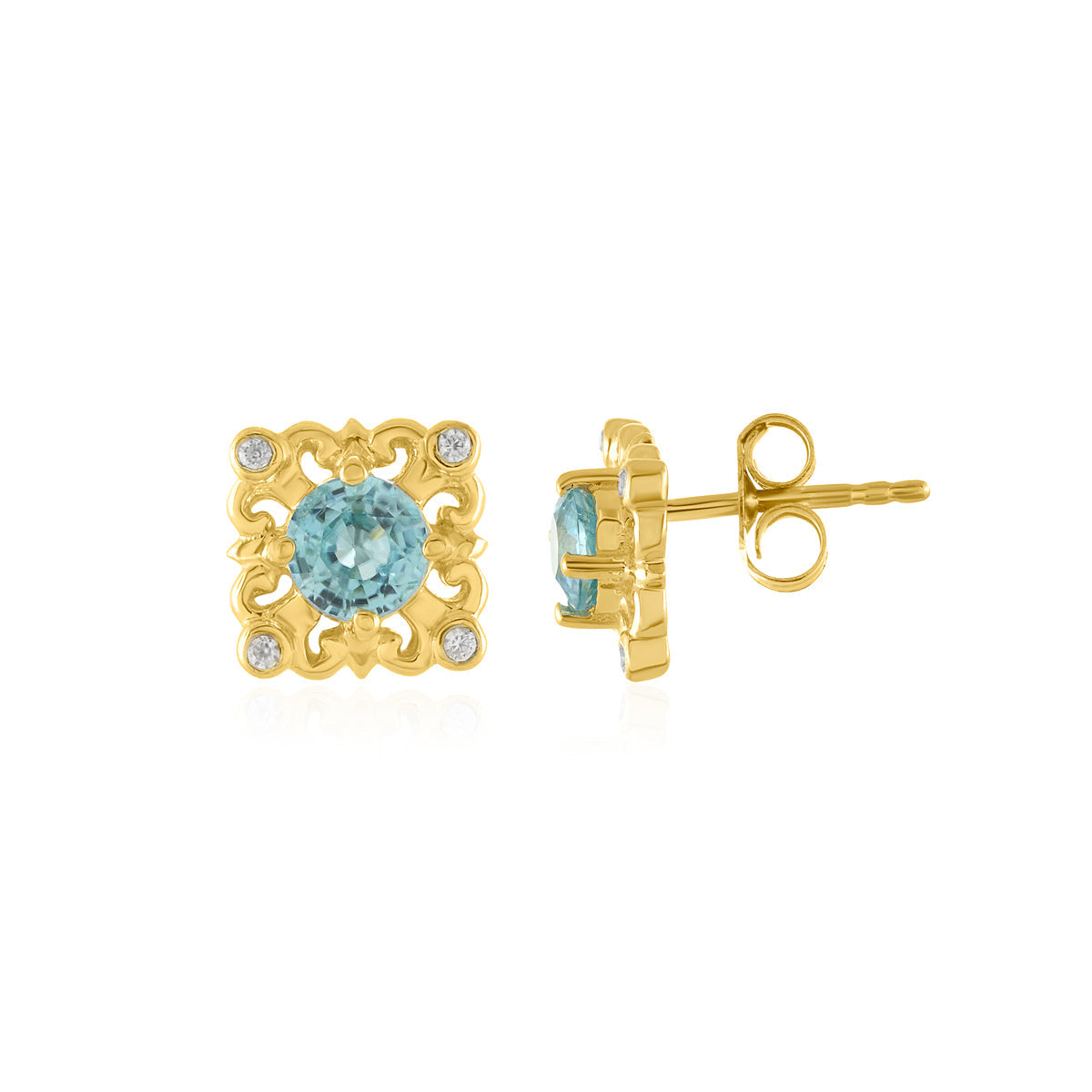 Blue Zircon Silver Stud Earrings