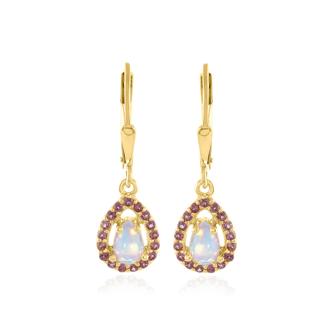 Ethiopian Opal and Rhodolite Garnet Silver Dangle Earrings