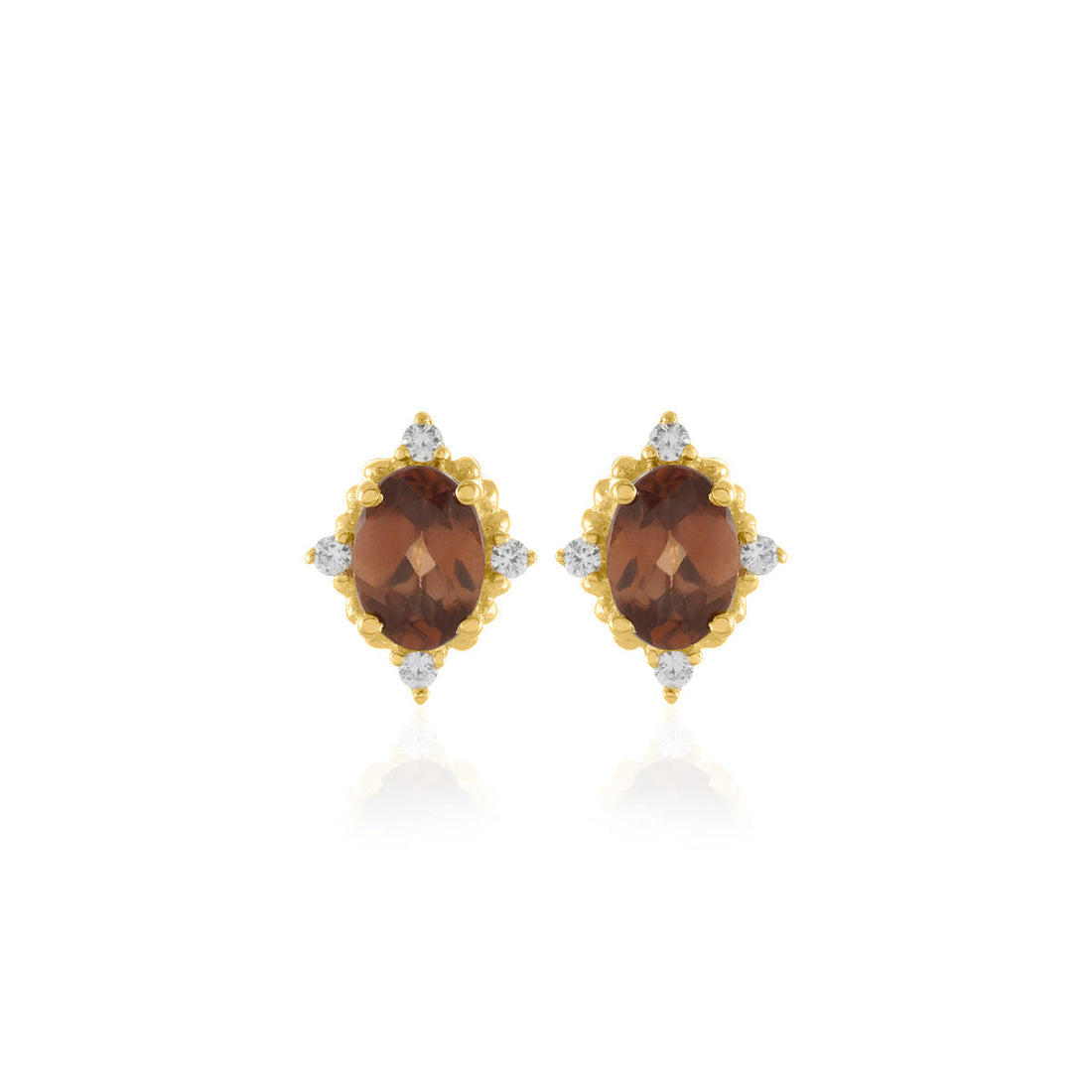 Brown Zircon and Accents Silver Stud Earrings