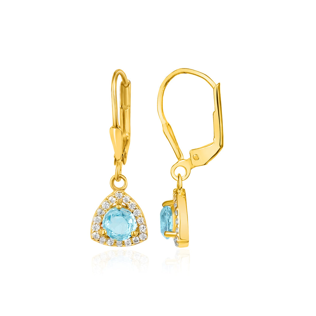 Swiss Blue Topaz and White Topaz Silver Earrings