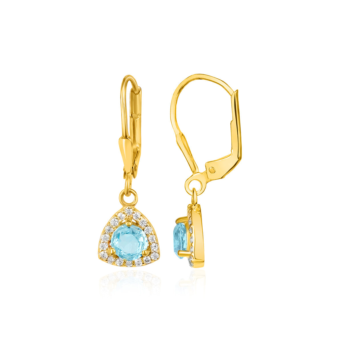 Swiss Blue Topaz and White Topaz Silver Earrings