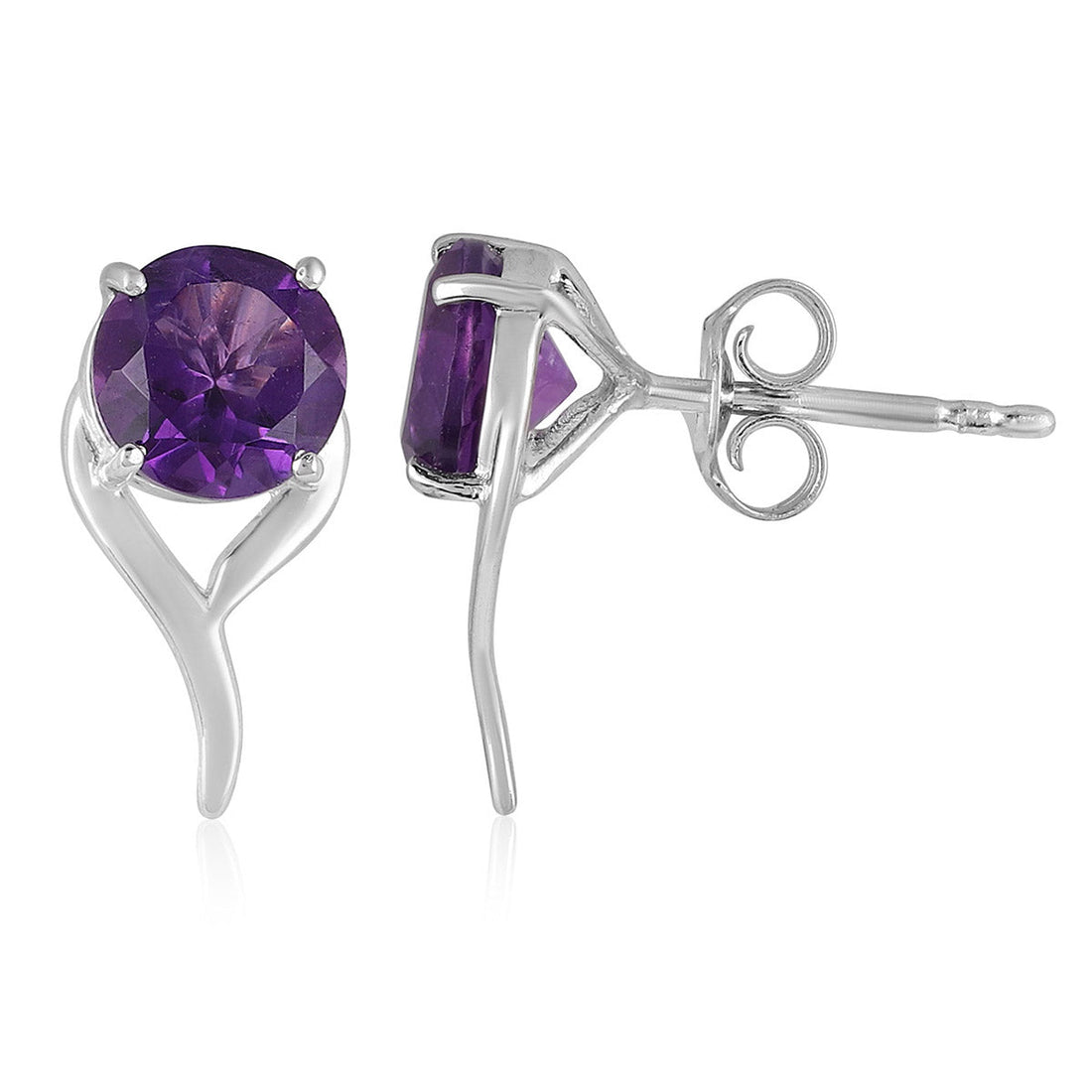Amethyst Silver Stud Earrings