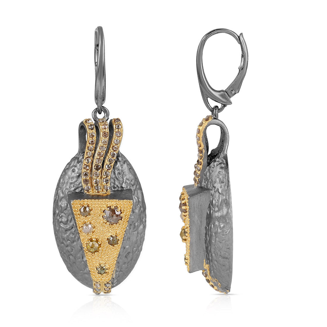 Multicolor Diamond Silver Dangle Earrings